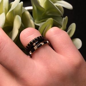 Black Enamel Ring Set